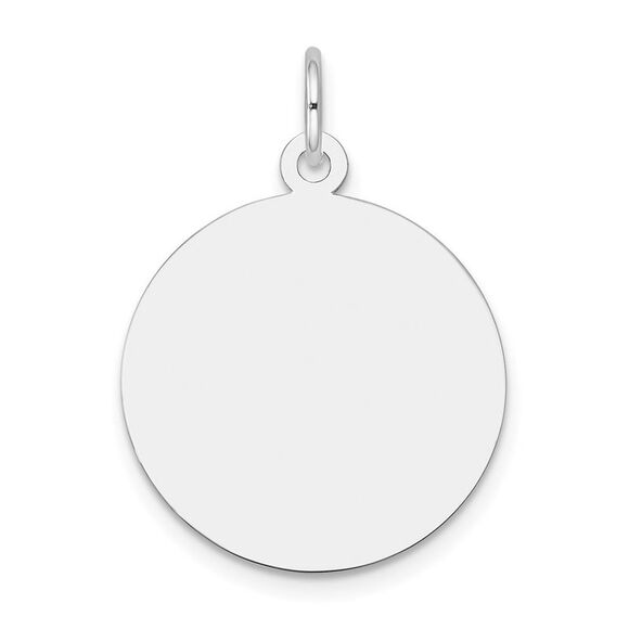 Kazi Luxury 14k White Gold Plain .011 Gauge Round Engravable Disc Charm